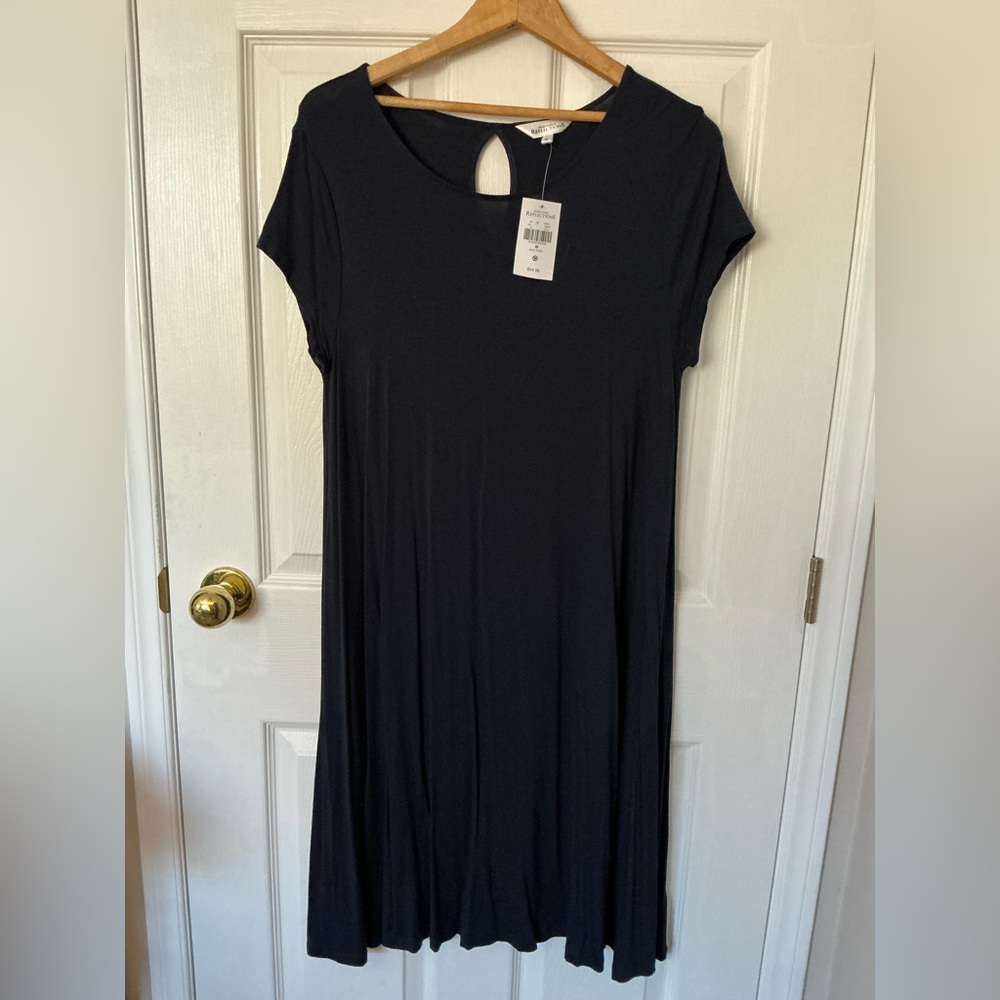 Northern Reflections, Cap Sleeve Midi Dress, Navy, Size M